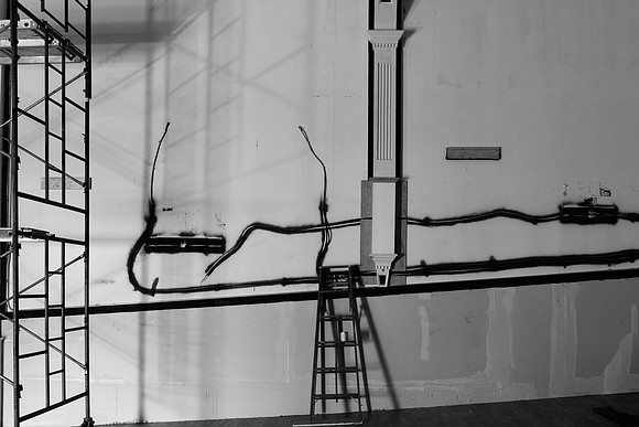 Week 5: The walls patched, with new electrical wiring. (May 25, 2015)