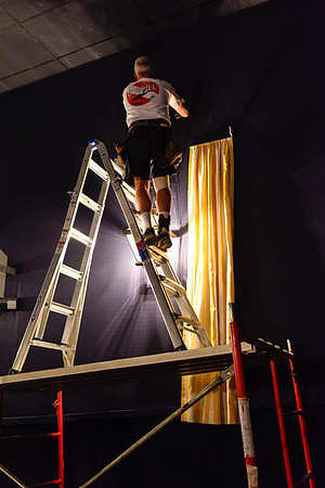 Day before opening, May 28, 2015: Hanging the cabanas..
