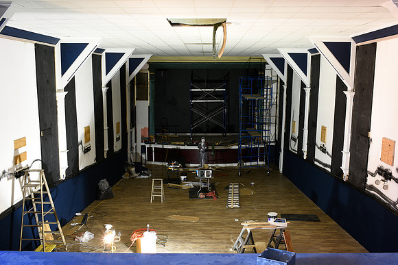 Week 6: Stan overseeing renovation works from front of stage. (May 29, 2015)