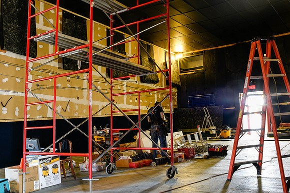 Week 3: Hanging acoustic wall linings and installing new electrics. (May 8, 2015)