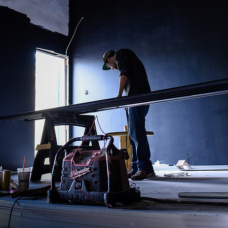 Week 7: Carpenter working on the stage. (June 1, 2015)